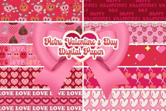 Download Retro Valentine's Day Digital Paper - Day Collection