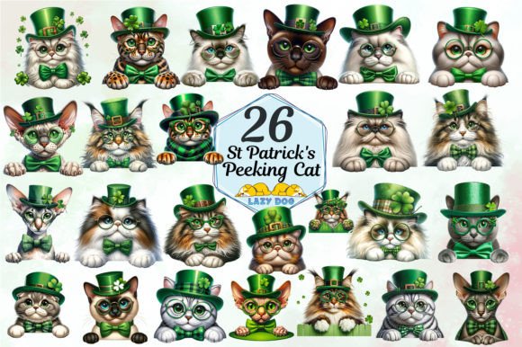 Download St Patrick’s Day Peeking Cats Clipart - Day Collection