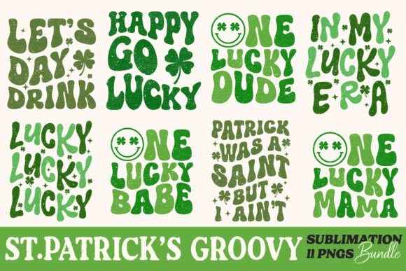 Download St. Patrick’s Day PNG Groovy Text Bundle - Day Collection