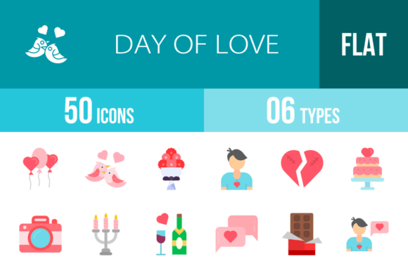 Download 50 Day of Love Flat Multicolor Icons - Day Collection