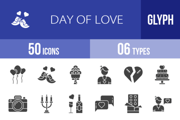 Download 50 Day of Love Glyph Icons - Day Collection