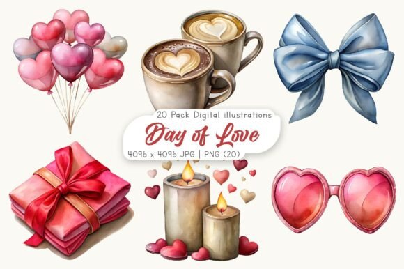 Download Watercolor Day of Love Clipart Bundle - Day Collection