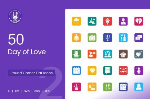 Download Day of Love Filled Round Corner Icons - Day Collection