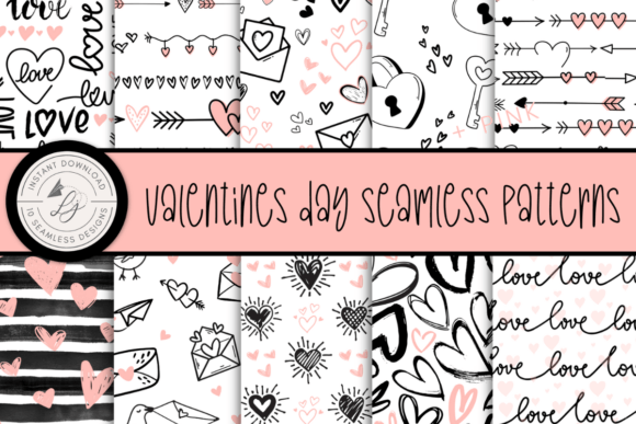 Download Black and Pink Valentines Day Patterns - Day Collection