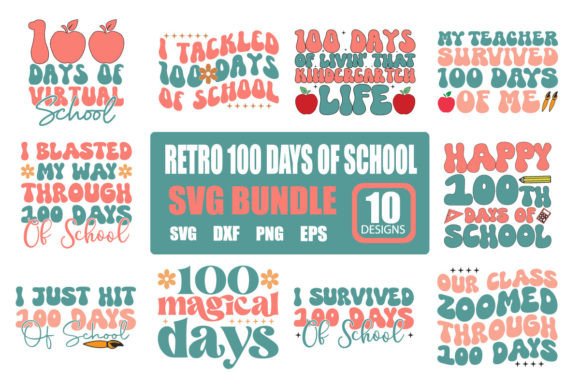 Download 100 Days of School Retro SVG Bundle - Day Collection