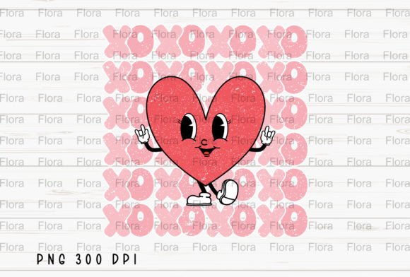 Download Red Heart XOXO Retro Valentine's Day PNG - Day Collection