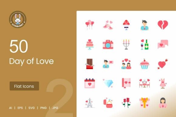 Download Day of Love Flat Multicolor Icons - Day Collection