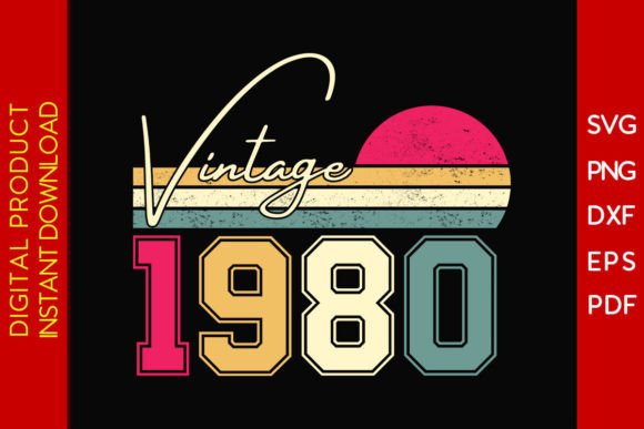 Download Vintage Classic Born in 1980 Birthday - Day Collection