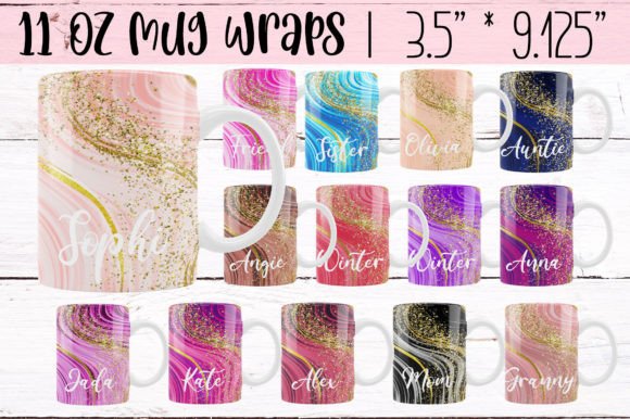 Download Marble Glitter 11 Oz Mug Wraps,15 Colors - Mug Collection