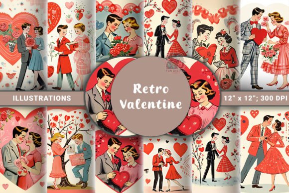 Download 1960S Retro Valentines Day Illustrations - Day Collection