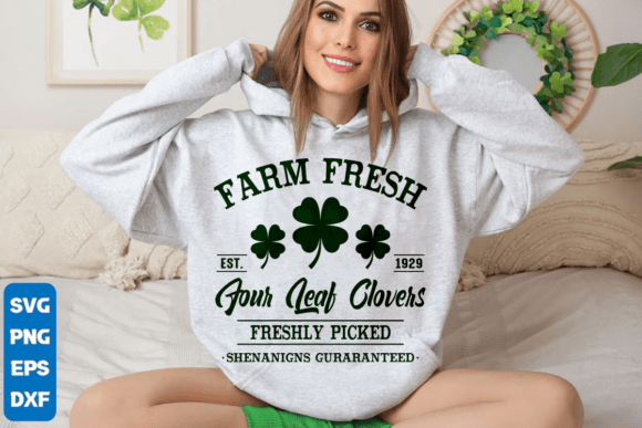 Download St Patricks Day Farm Fresh Four Leaf SVG - Day Collection
