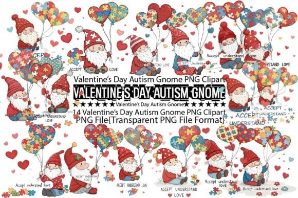 Download Valentine’s Day Autism Gnome PNG Bundle - Day Collection