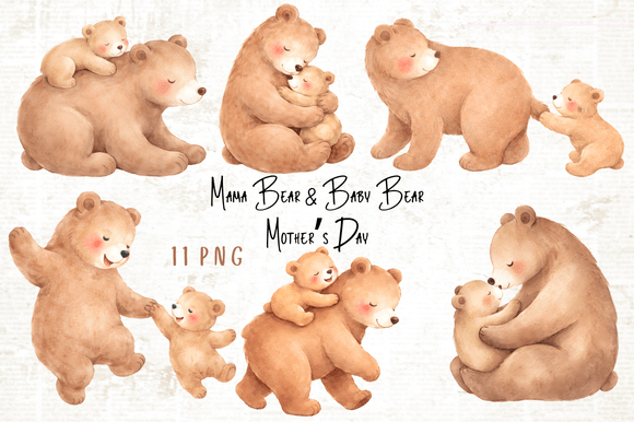 Download Mama Bear &amp; Baby Bear Mother’s Day PNG - Day Collection