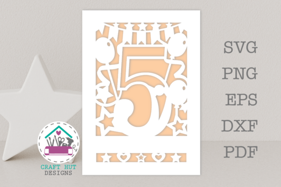 Download Happy 5th Birthday Card SVG Template - Day Collection