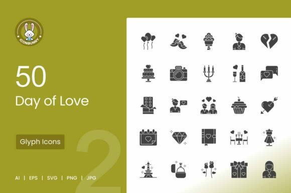 Download Day of Love Glyph Icons - Day Collection
