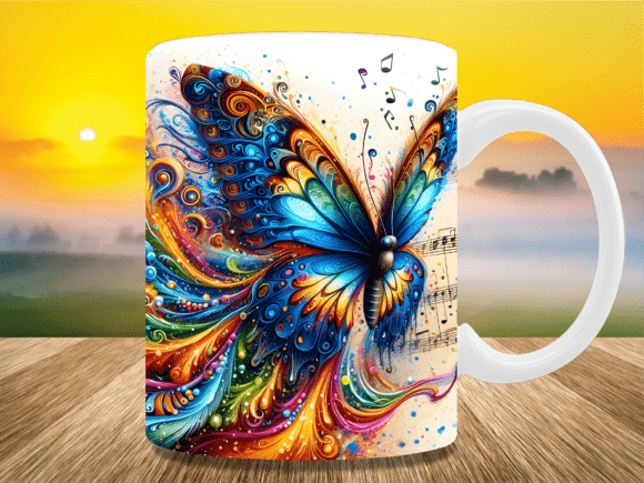 Download Rainbow Splash Music Butterfly Mug Wrap - Mug Collection