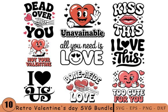 Download Retro Valentine’s Day Quotes SVG Bundle - Day Collection