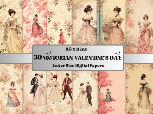 Download Victorian Valentine's Day Digital Paper - Day Collection